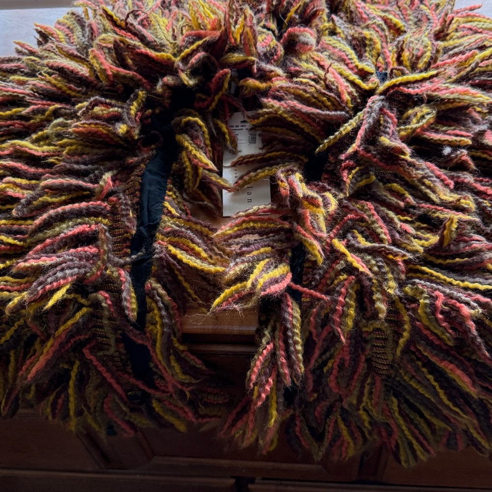 Multicolor Knit Scarf with Fringe